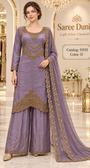 Saree Duniya Catalog 55555, Color D, size 44 fully stitched designer suit on a female model.