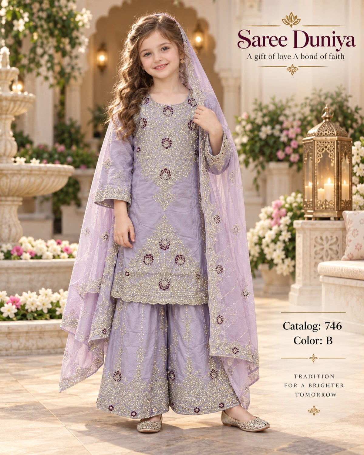 Catalog 746 Color B size 34 light lavender girls salwar kameez on model