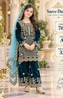 Catalog 761 Color A size 32 deep teal velvet girls salwar kameez on model