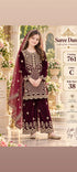 Catalog 761 Color C size 38 burgundy velvet girls salwar kameez on model