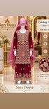 Catalog 761 Color D size 36 deep magenta velvet girls salwar kameez on mannequin