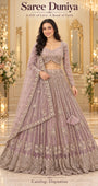 Dopamine color A mauve embellished lehenga, long-sleeve blouse and matching dupatta