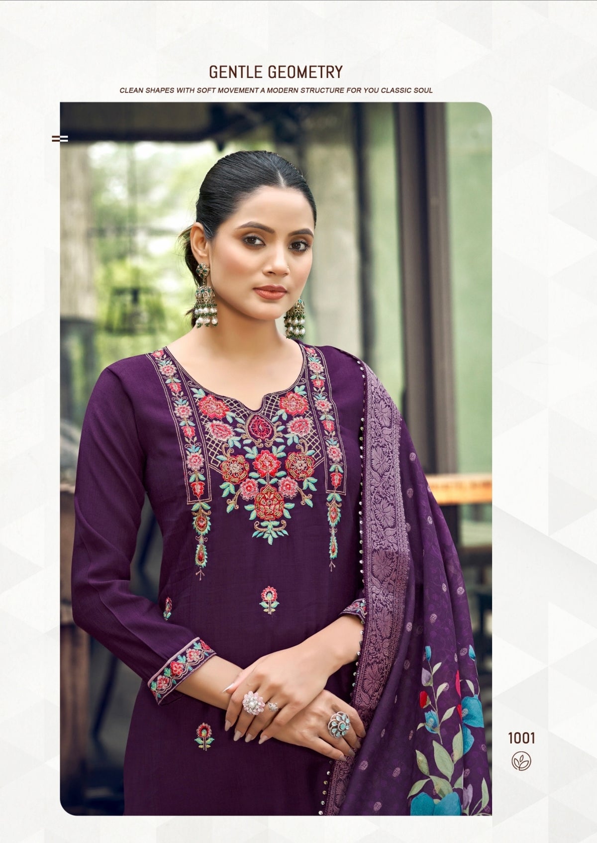 Noora style 1001 Purple detail designer stitched suit, original photo