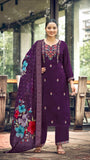 Noora style 1001 Purple designer stitched suit, original full-length photo