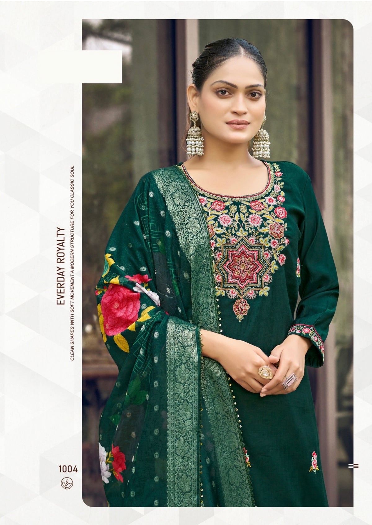 Noora style 1004 Emerald Green detail designer stitched suit, original photo