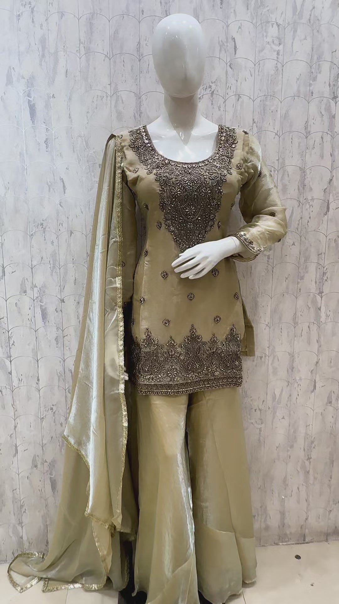 Katrina — Color E — Champagne Gold — original product video, fully stitched designer suit, size 40