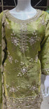 Catalog 1681 Color D original product video - luminous moss / chartreuse olive green with a golden sheen embellished designer suit, palazzo pants and dupatta