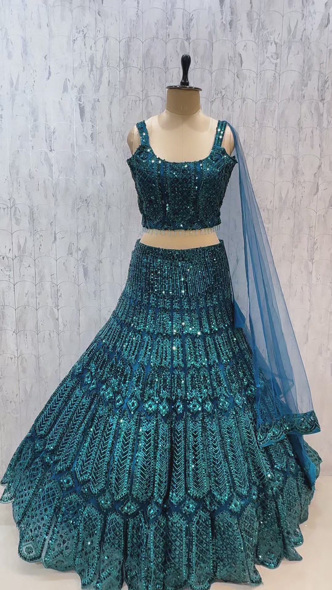 Kanika - Exp 11, Color A, size 40. Original supplied garment video showing the blouse, sequin work, skirt and dupatta.