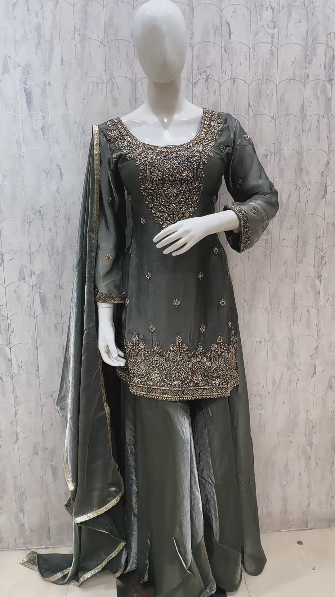 Katrina — Color F — Dark Slate Green — original product video, fully stitched designer suit, size 40