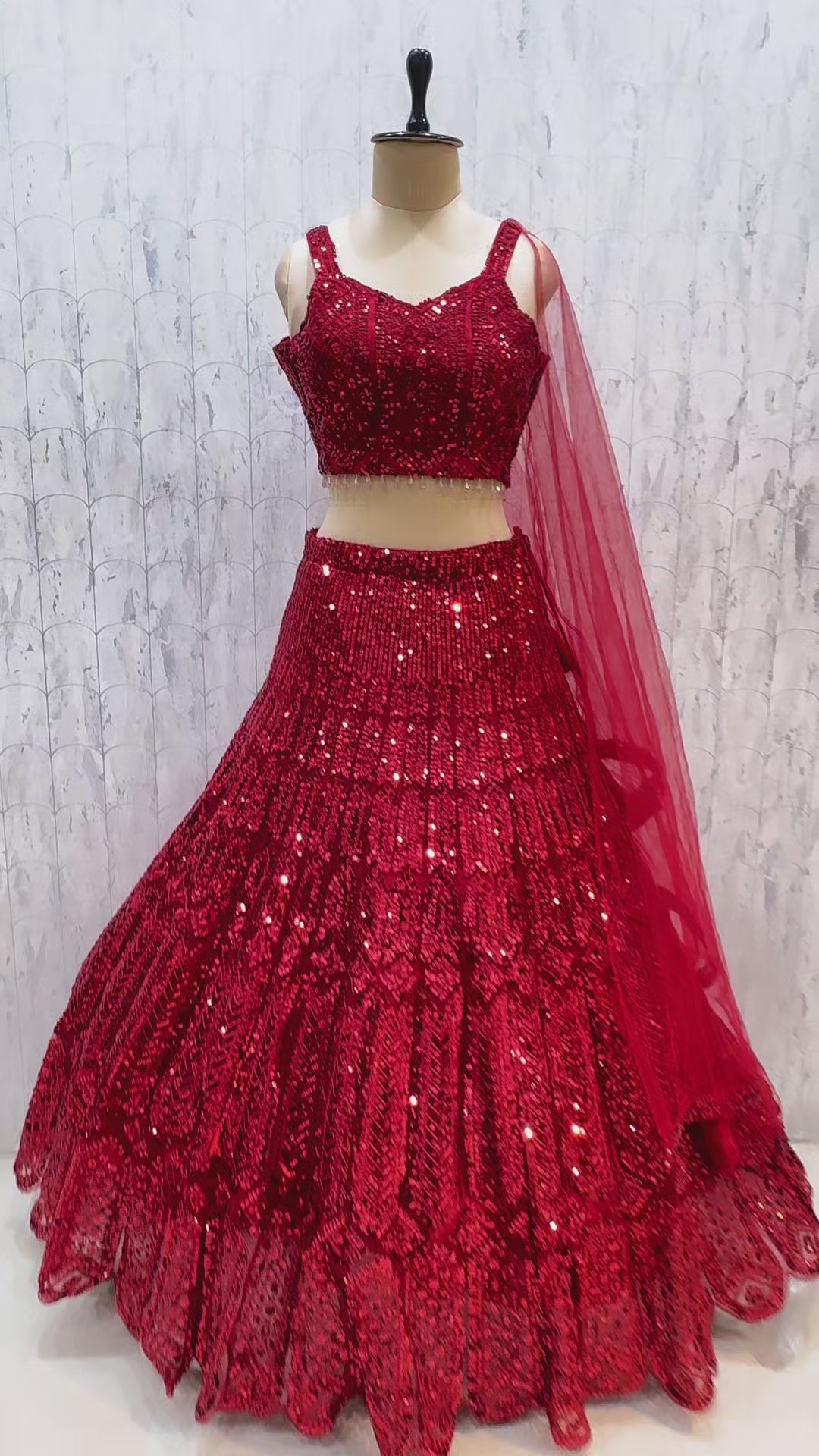 Kanika - Exp 11, Color D, size 40. Original supplied garment video showing the blouse, sequin work, skirt and dupatta.
