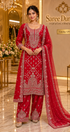 Catalog 1293 Style D - Red designer stitched suit - AI-assisted model styling image