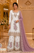 Saree Duniya Catalog 1715 Style B - Ivory suit with lavender florals and muted mauve dupatta - AI-assisted model styling image