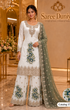 Saree Duniya Catalog 1715 Style C - Ivory suit with teal florals and sage-olive dupatta - AI-assisted model styling image