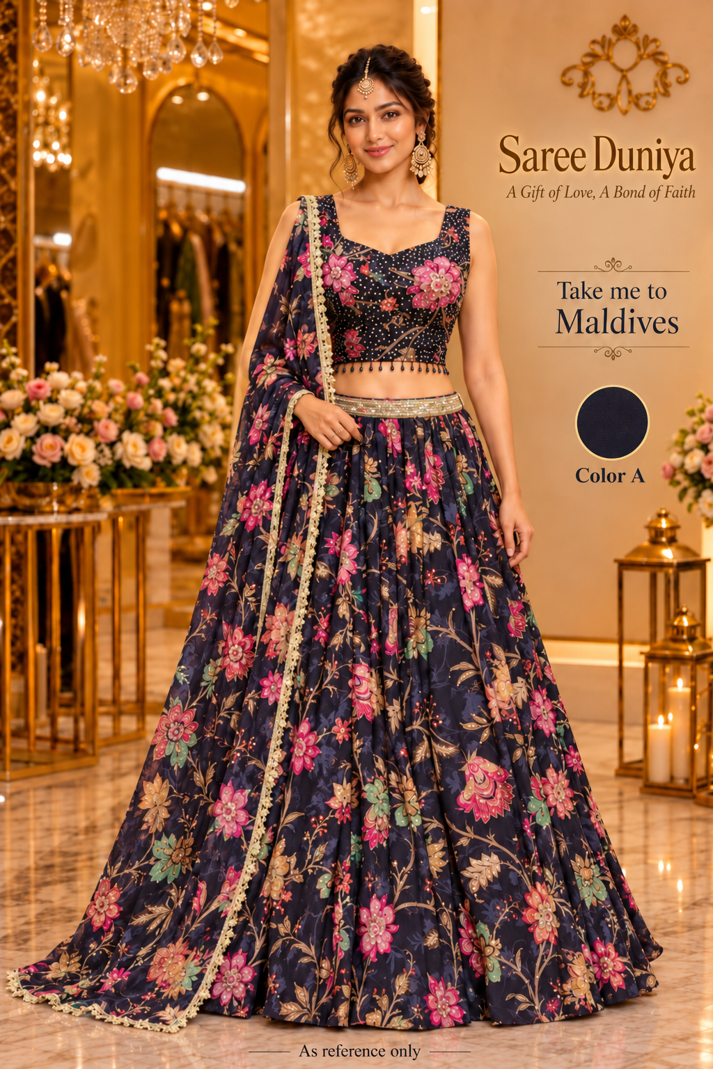 Take me to Maldives color A lehenga on model, as reference only