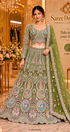 Take me to your heart - Color B olive green designer stitched lehenga on model - As reference only